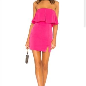 Superdown Catalina Ruffle Mini Dress in Hot Pink - size M